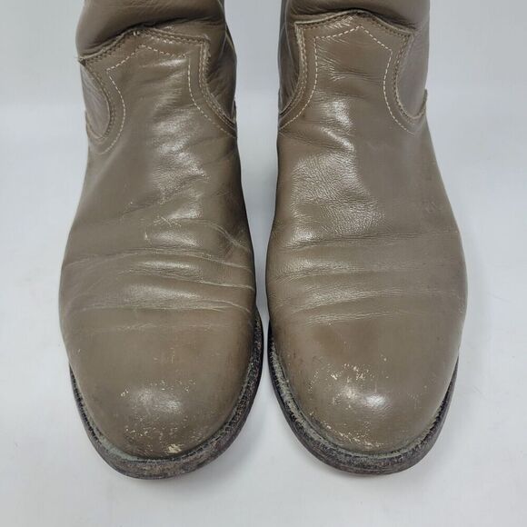 Justin Boots Mens 6C Gray Leather Western Cowboy Roper Ranch Rodeo - Picture 6 of 10